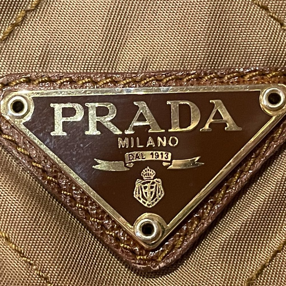 Prada Vintage Cloth Handbag; Brown - Picture 11 of 13